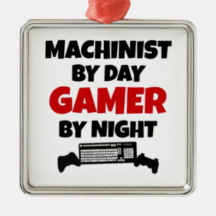 Machinist by Day Gamer by Natt Julgransprydnad Metall