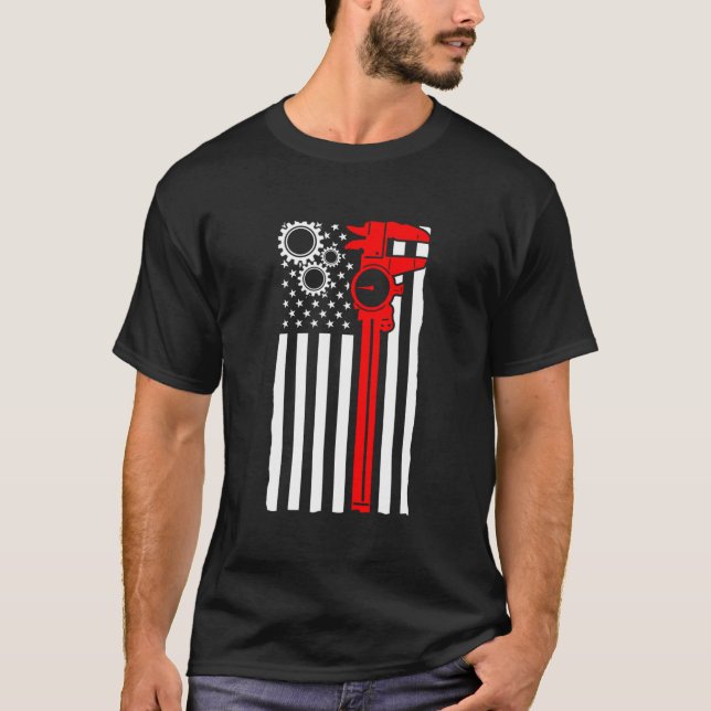 Machinist Flag Tools Cnc Machine Operator Machinin T Shirt (Framsida)