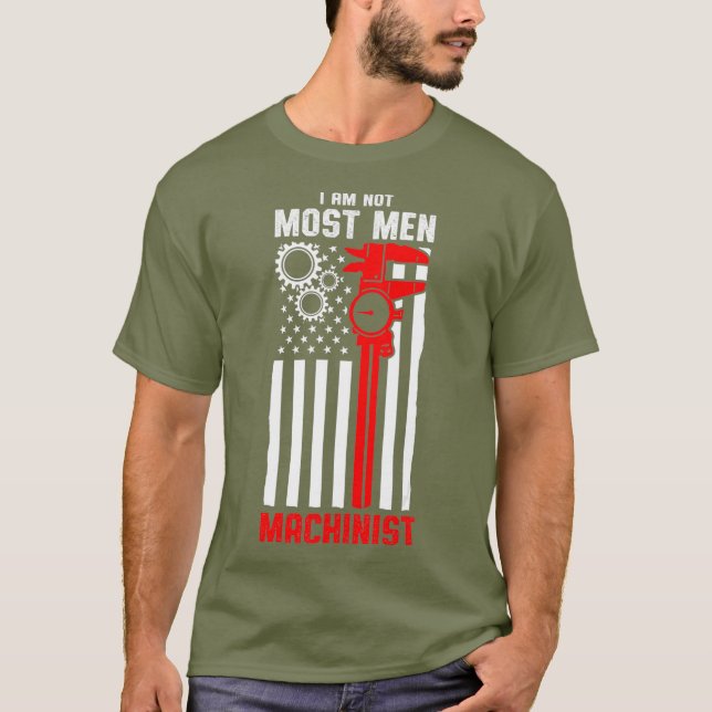 Machinist Manar Maskin Operatör Machining T Shirt (Framsida)