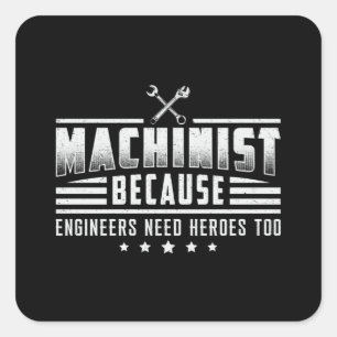 Machinist Maskin CNC Machinist Mechanic Gift Idea Fyrkantigt Klistermärke