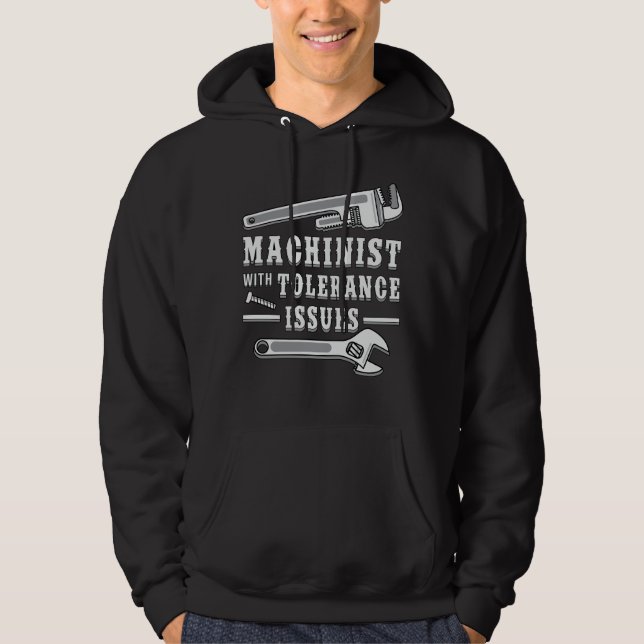 Machinist Maskin Mechanique CNC Machinist Gift Ide Hoodie (Framsida)