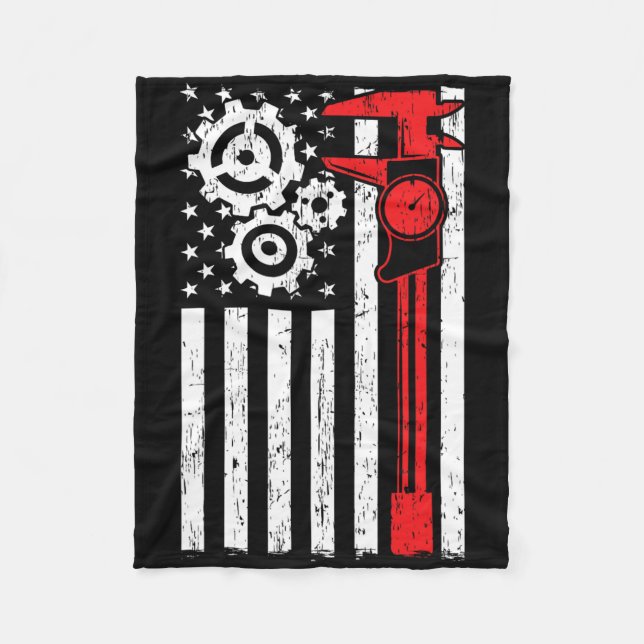 Machinist Patriotic Maskin Verktyg Operator Indepe Fleecefilt (Framsidan)