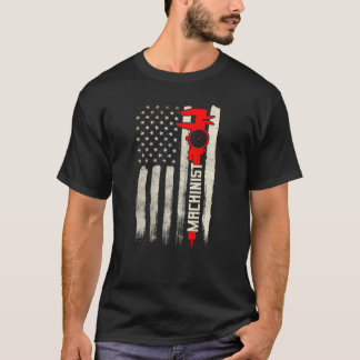 Machinist Patriotic US Flagga design på baksidan a T Shirt