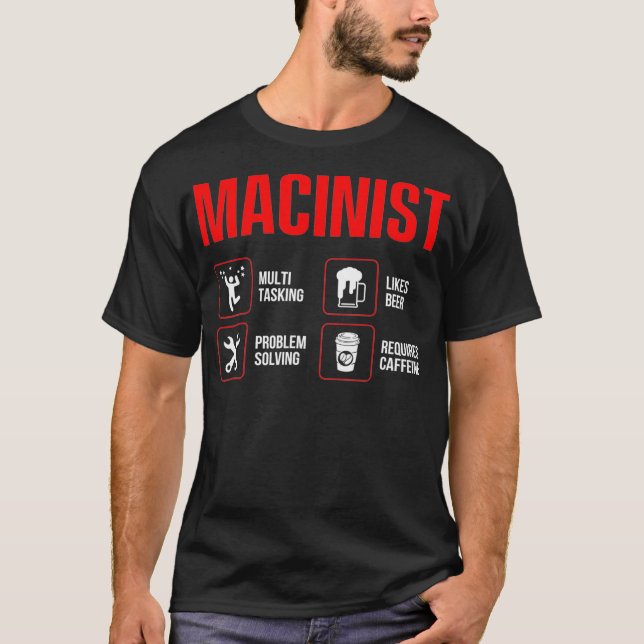 Machinist Solving Machine Operator Machining T Shirt (Framsida)
