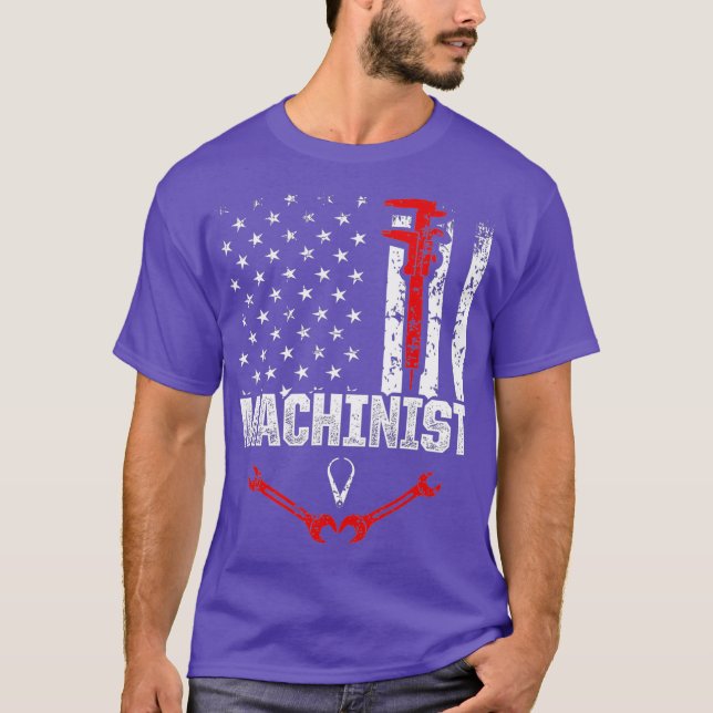Machinist USA flagga Maskin Operatör Machining T Shirt (Framsida)