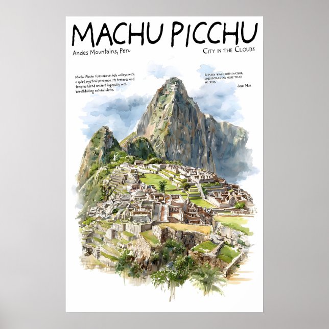 Machu Picchu Affisch  Peru Anderna Landmärke  Forn (Framsidan)