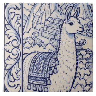 Machu Picchu Azulejo Mural 3 av 6 Mitten Vänster Kakelplatta