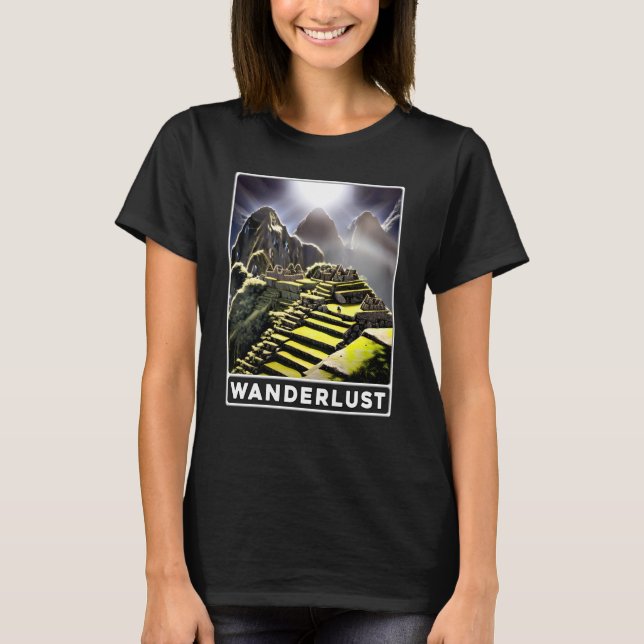 Machu Picchu Cordillera Peru Wanderlust T Shirt (Framsida)