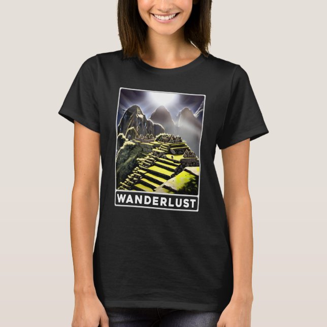 Machu Picchu Cordillera Peru Wanderlust T Shirt (Framsida)