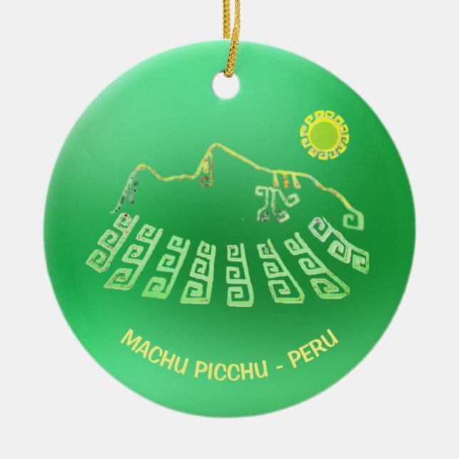 Machu Picchu Cusco Peru Julgransprydnad Keramik (Framsidan)