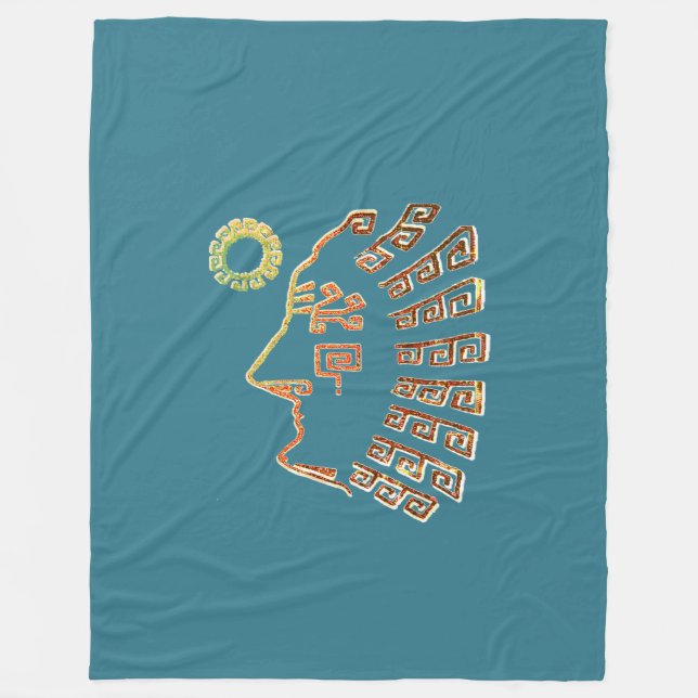 Machu Picchu Cusco Peru Teckning på Teal Fleecefilt (Framsidan)