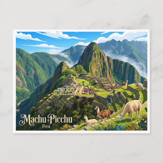 Machu Picchu Cusco Peru Vykort (Framsida)