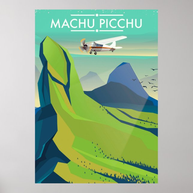 machu picchu Flight-reseaffisch Poster (Framsidan)