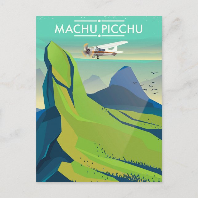 machu picchu Flight-reseaffisch Vykort (Framsida)