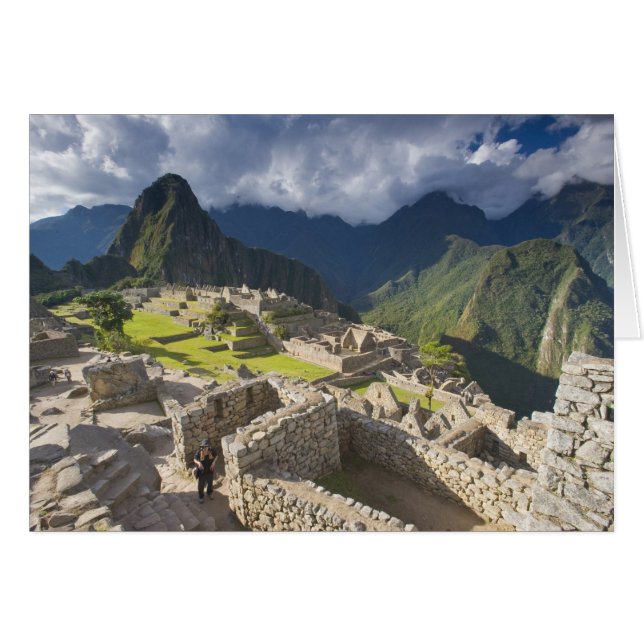 Machu Picchu, fornlämningar, UNESCO världs 3 Hälsningskort (Framsidan Horizontal)