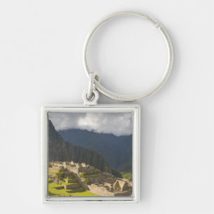 Machu Picchu, forntida ruiner, UNESCO världs 4 Fyrkantig Silverfärgad Nyckelring