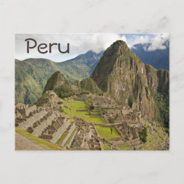 Machu Picchu, inca city in Peru text postcard Vykort