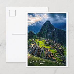 Machu Picchu Peru är en vacker turist ställe Vykort