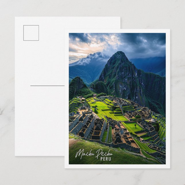 Machu Picchu Peru är en vacker turist ställe Vykort (Fram/baksida)