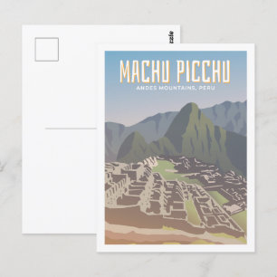Machu Picchu Peru Berömd Travel Ställe Vykort