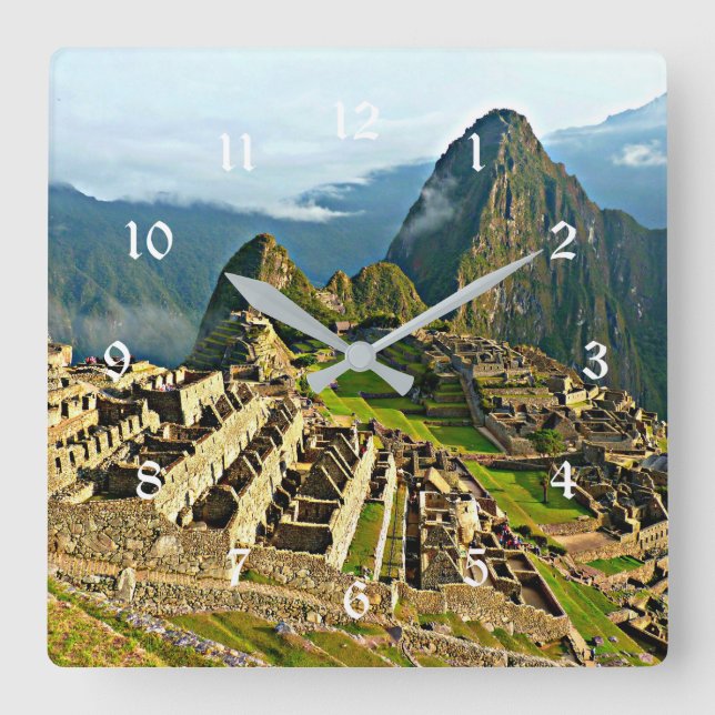 Machu Picchu, Peru Fyrkantig Klocka (Framsida)