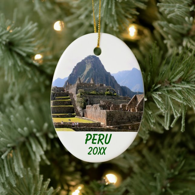 Machu Picchu Peru - Huayna Picchu Mountain Julgransprydnad Keramik (Träd)