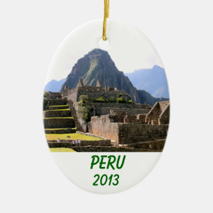 Machu Picchu Peru - Huayna Picchu Mountain Julgransprydnad Keramik