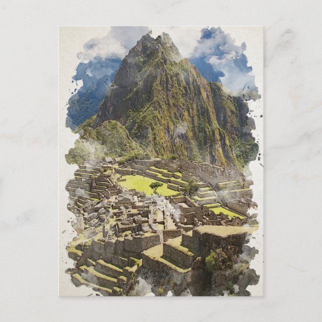 Machu Picchu Peru - inbjudan till Watercolor Art (Framsida)