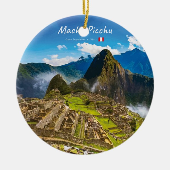 Machu Picchu, Peru - Inkaruiner Citadel Julgransprydnad Keramik (Framsidan)