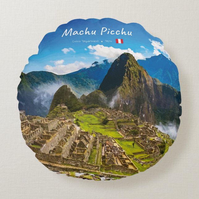 Machu Picchu, Peru - Inkaruiner Citadel Rund Kudde (Framsidan)