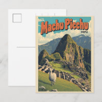 Machu Picchu Peru lama berg utsikt gåvor
