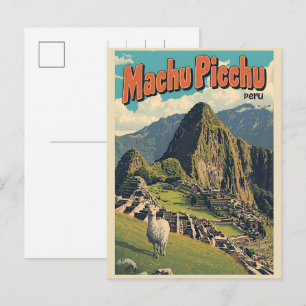 Machu Picchu Peru lama berg utsikt gåvor Helg Vykort