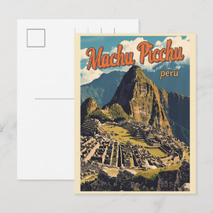 Machu Picchu Peru lokal gammal kvinna presenter Helg Vykort