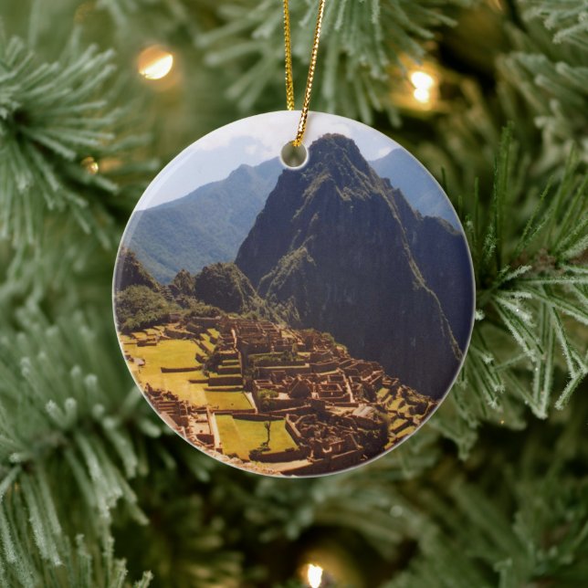 Machu Picchu Peru - Machu Picchu Ruins Sunrise Julgransprydnad Keramik (Träd)