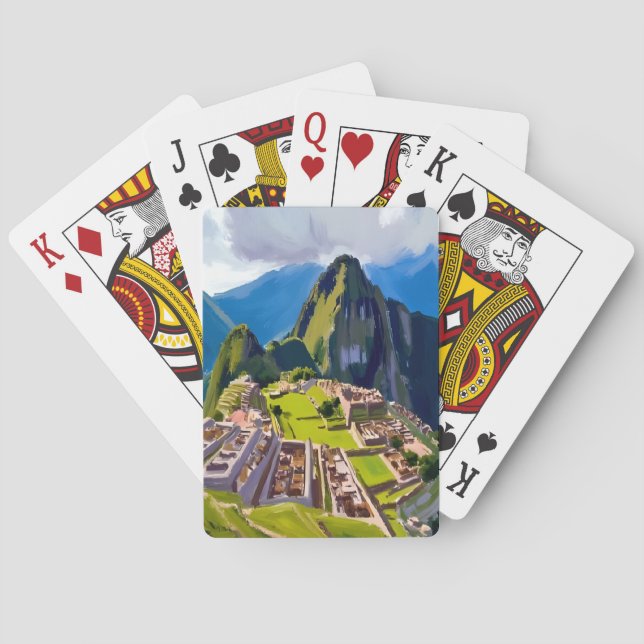 Machu Picchu Peru Målning Casinokort (Baksidan)
