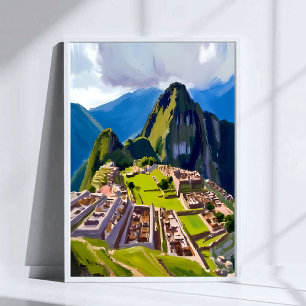 Machu Picchu Peru Målning Poster