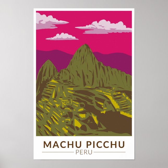 Machu Picchu Peru Resa Konst Retro Poster (Framsidan)