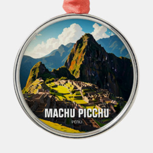 Machu Picchu Peru Resa Souvenir Julgransprydnad Metall