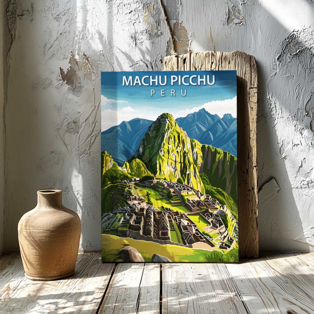 Machu Picchu Peru Reseposter för Canvas Väggkonst (Machu Picchu Peru Travel Poster Canvas Wall Art by TinkPrints.)