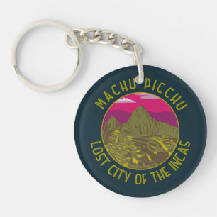 Machu Picchu Peru Retro Distress Circle