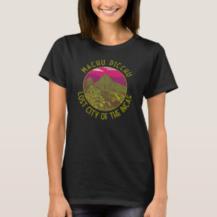 Machu Picchu Peru Retro Distress Circle T Shirt