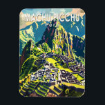Machu Picchu Peru Sydamerika Travel Art Vintage Magnet<br><div class="desc">Vektorteckningar för Machu Picchu-vektor. Machu Picchu är en incan citadel som ligger högt i bergen Andes i Peru,  ovanför floden Urubamba.</div>