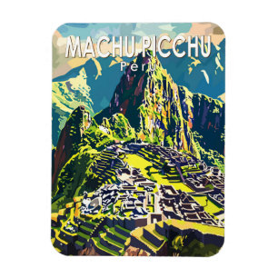 Machu Picchu Peru Sydamerika Travel Art Vintage Magnet