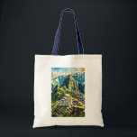 Machu Picchu Peru Sydamerika Travel Art Vintage Tygkasse<br><div class="desc">Vektorteckningar för Machu Picchu-vektor. Machu Picchu är en incan citadel som ligger högt i bergen Andes i Peru,  ovanför floden Urubamba.</div>
