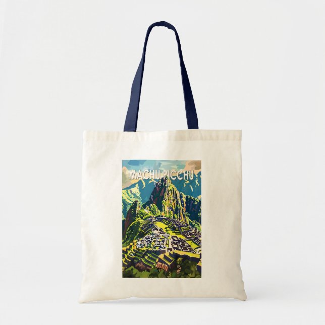 Machu Picchu Peru Sydamerika Travel Art Vintage Tygkasse (Framsidan)