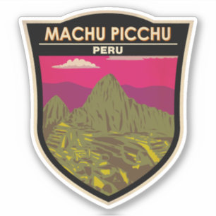 Machu Picchu Peru Travel Art Retro Klistermärken
