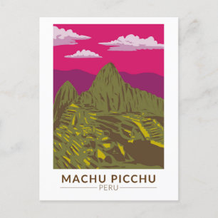 Machu Picchu Peru Travel Art Retro Vykort