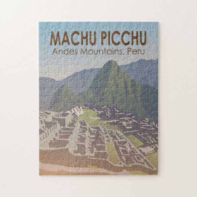 Machu Picchu Peru Travel Art Vintage Pussel (Vertikal)