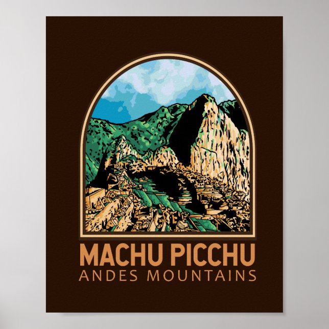 Machu Picchu Peru Vintage Emblem Poster (Framsidan)