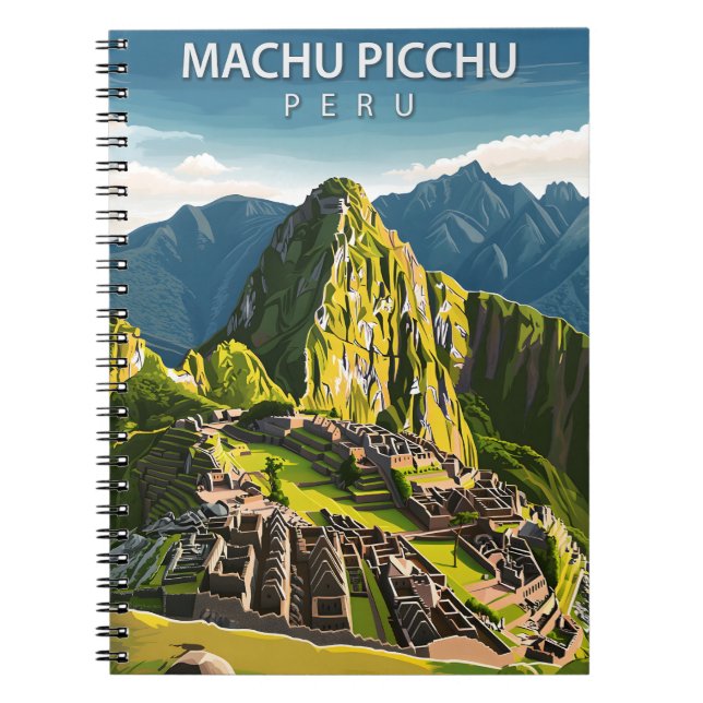 Machu Picchu Peru Vintage resor Anteckningsbok (Framsidan)